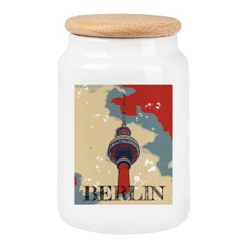 Fernsehturm Berlin The Place to be - Keksdose mit Holzdeckel - Weiß - Vorne