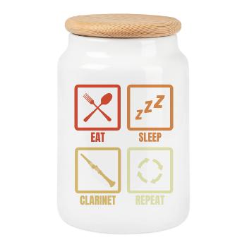 Répétition de clarinette de sommeil alimentaire - Boîte à biscuits avec couvercle en bois - blanc - Devant