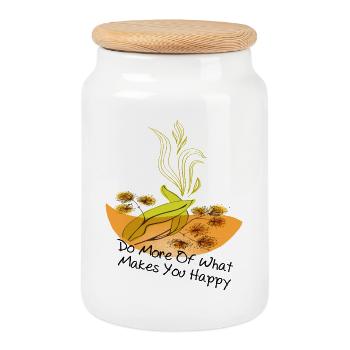 be happy, sei glücklich - Keksdose mit Holzdeckel - Weiß - Vorne