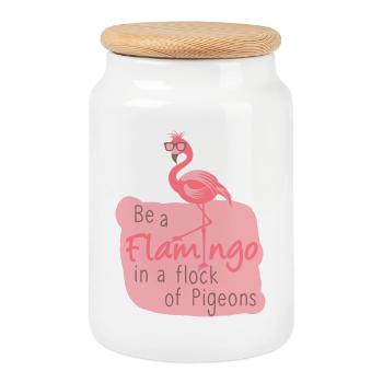 Be a Flamingo in a Flock of Pigeons - Keksdose mit Holzdeckel - Weiß - Vorne