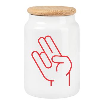 Shocker Hand Tuning Two in the pink one in stink - Cookie Jar with Wooden Lid - white - Front