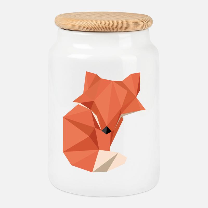 origami fox - Keksdose mit Holzdeckel - Weiß