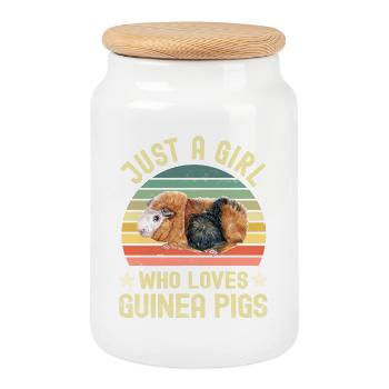 Guinea pig - Cookie Jar with Wooden Lid - white - Front
