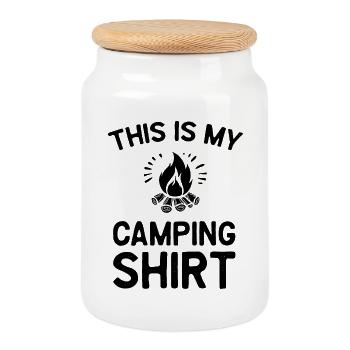 Das ist mein Camping-Shirt - Keksdose mit Holzdeckel - Weiß - Vorne