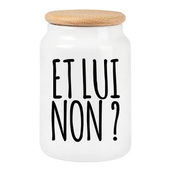 Et lui non ? - Marseille bébé - Boîte à biscuits avec couvercle en bois - blanc - Devant