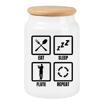 Routine de joueur de flûte - Boîte à biscuits avec couvercle en bois - blanc - Devant