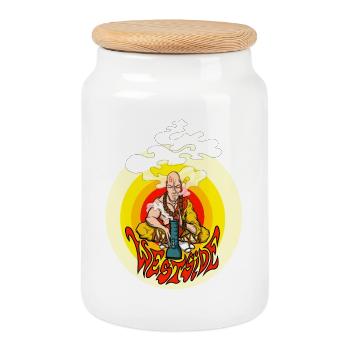 Côté ouest - Boîte à biscuits avec couvercle en bois - blanc - Devant