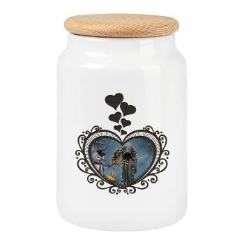 Dark Christmas - Cookie Jar with Wooden Lid - white - Front