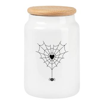 Spider in spider web - Cookie Jar with Wooden Lid - white - Front