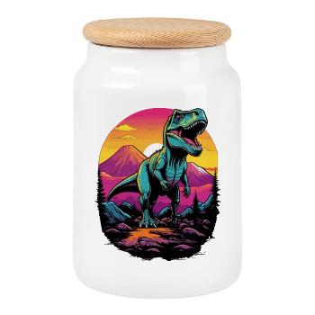 Tyrannosaurus Rex - Keksdose mit Holzdeckel - Weiß - Vorne