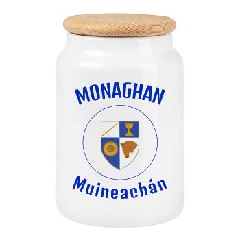 Monaghan Crest Ireland - Cookie Jar with Wooden Lid - white - Front