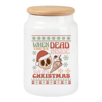 Pull de Noël moche - Boîte à biscuits avec couvercle en bois - blanc - Devant