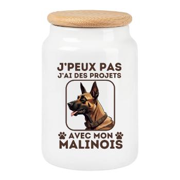 malinois chien mignon berger belge 2 - Boîte à biscuits avec couvercle en bois - blanc - Devant