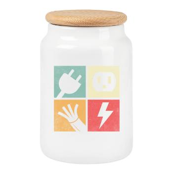 Connectors & Pastel Flashes - Cookie Jar with Wooden Lid - white - Front
