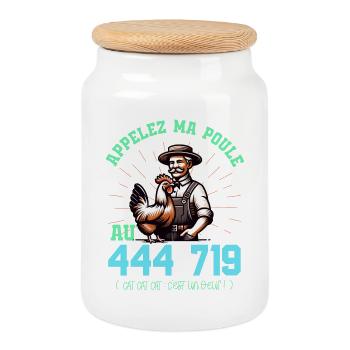Appelez ma poule au Cat Cat Cat : C'est un oeuf ! - Boîte à biscuits avec couvercle en bois - blanc - Devant