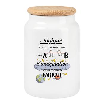 Citation imagination - Boîte à biscuits avec couvercle en bois - blanc - Devant