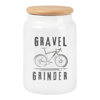 Gravel Bike Grinder Adventure - Boîte à biscuits avec couvercle en bois - blanc - Devant