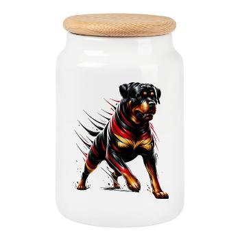 Rottweiler Hunde Deutschland Design - Keksdose mit Holzdeckel - Weiß - Vorne
