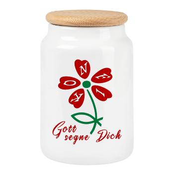 Que Dieu vous bénisse, confirmation - Boîte à biscuits avec couvercle en bois - blanc - Devant