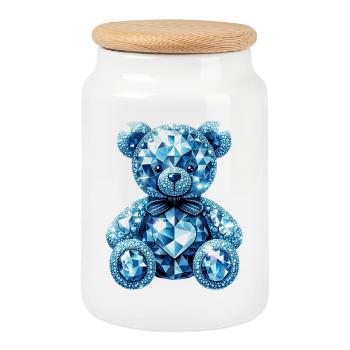 Crystal Bear Diamant Diamanten - Keksdose mit Holzdeckel - Weiß - Vorne