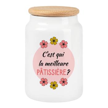 PATISSIERE - Boîte à biscuits avec couvercle en bois - blanc - Devant