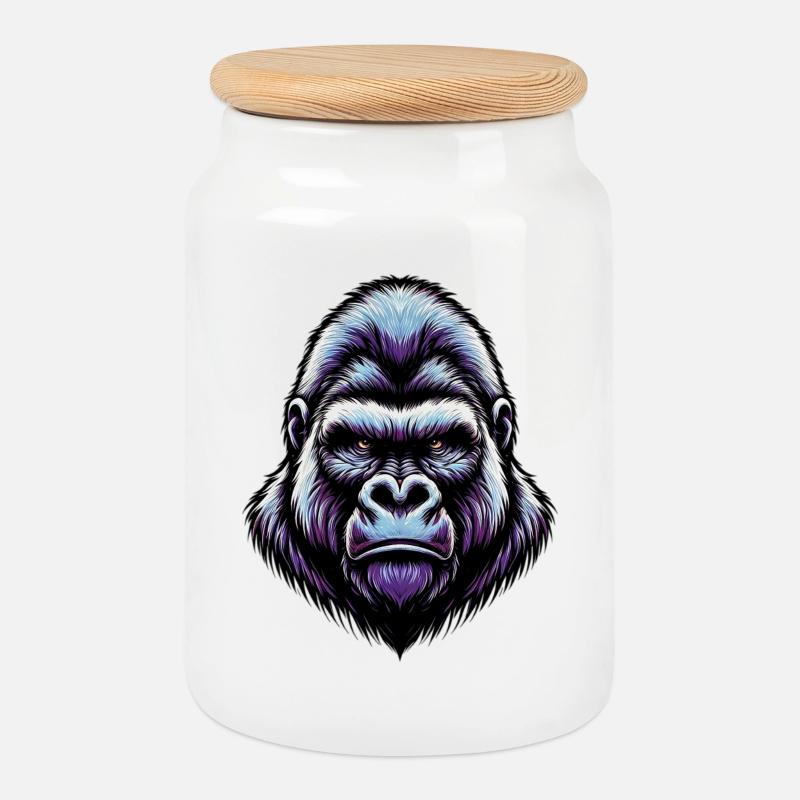 Gorilla - Keksdose mit Holzdeckel - Weiß