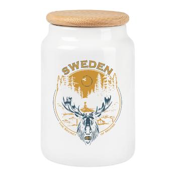 Sweden - Moose - Nature - Keksdose mit Holzdeckel - Weiß - Vorne