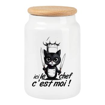 Ich bin der Koch hier! Cat Humor Chef Küche - Keksdose mit Holzdeckel - Weiß - Vorne