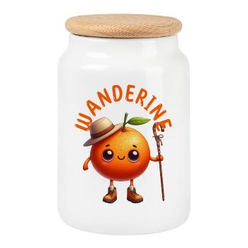 Shirt Wanderine Lustig wandern und Mandarine - Keksdose mit Holzdeckel - Weiß - Vorne