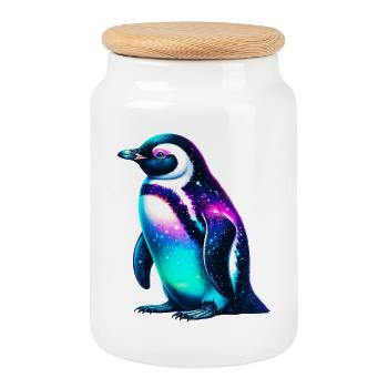 Aurora Borealis Penguin - Cookie Jar with Wooden Lid - white - Front