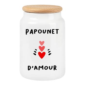 PAPOUNET. DAD. FATHER'S DAY. HAPPY FATHER'S DAY - Cookie Jar with Wooden Lid - white - Front