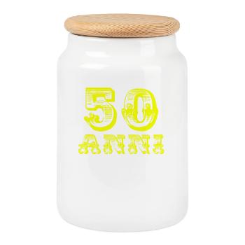 50 years - Cookie Jar with Wooden Lid - white - Front