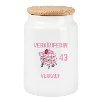 Verkäuferin 43 Geburtstag 43 Jahre Beruf Spruch - Keksdose mit Holzdeckel - Weiß - Vorne