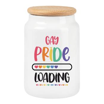 LGBTQ Pride Month - Gay Pride. Loading - Cookie Jar with Wooden Lid - white - Front