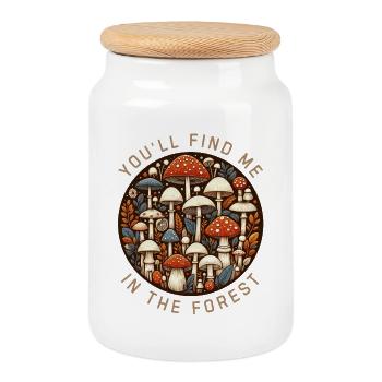 Les champignons, vous me trouverez dans la forêt - Boîte à biscuits avec couvercle en bois - blanc - Devant