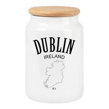 Monochrome Flag Accent: Italian Tricolour - Cookie Jar with Wooden Lid - white - Front