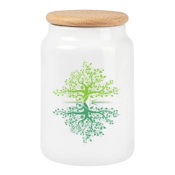 Baum Spiegelung Wald Natur Schutz Outdoor Logo - Keksdose mit Holzdeckel - Weiß - Vorne