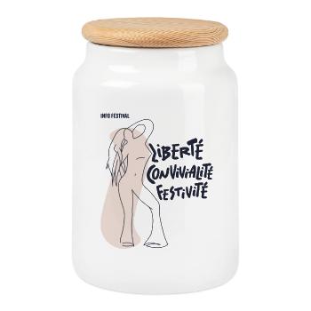 Feel Free Girl - Cookie Jar with Wooden Lid - white - Front