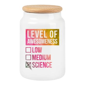 Science - Cookie Jar with Wooden Lid - white - Front