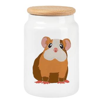 Guinea pig - Cookie Jar with Wooden Lid - white - Front