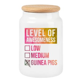 Guinea Pig - Cookie Jar with Wooden Lid - white - Front