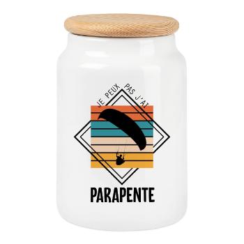 Je peux pas j'ai parapente - Boîte à biscuits avec couvercle en bois - blanc - Devant