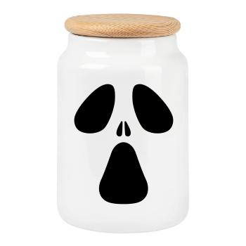 AC Designs Halloween Ghost Face - Cookie Jar with Wooden Lid - white - Front