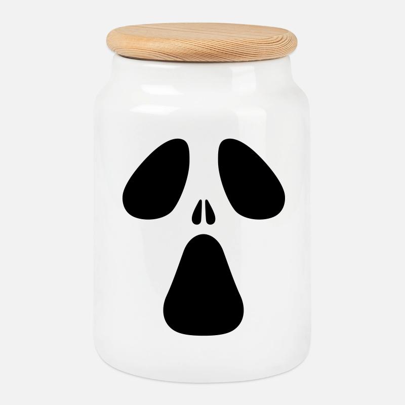 AC Designs Halloween Geistergesicht - Keksdose mit Holzdeckel - Weiß