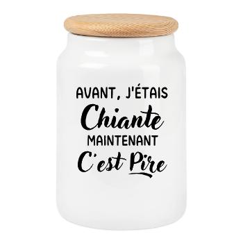 Femme chiante humour femme - Boîte à biscuits avec couvercle en bois - blanc - Devant