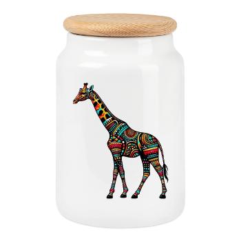 Giraffe - Keksdose mit Holzdeckel - Weiß - Vorne