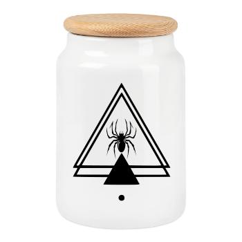 Spider - Cookie Jar with Wooden Lid - white - Front