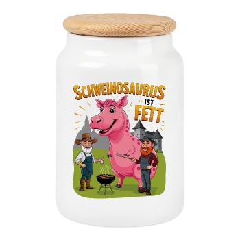 Schweinosaurus - Keksdose mit Holzdeckel - Weiß - Vorne