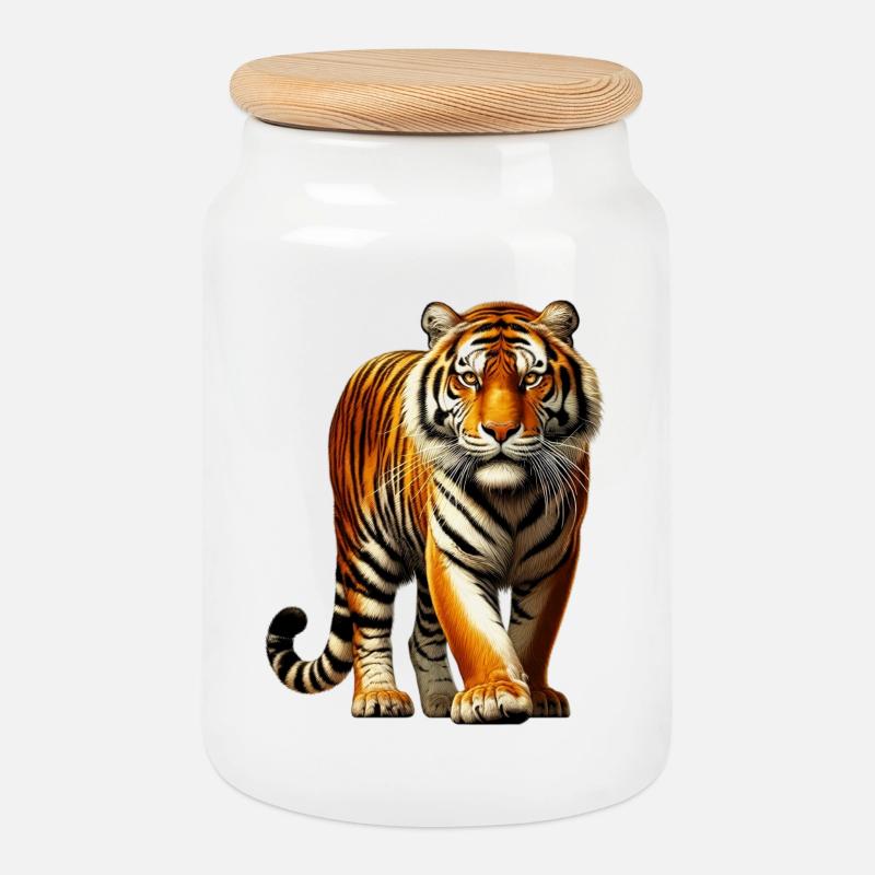 Tiger - Keksdose mit Holzdeckel - Weiß