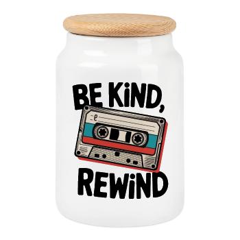 Be Kind, Rewind - Cookie Jar with Wooden Lid - white - Front